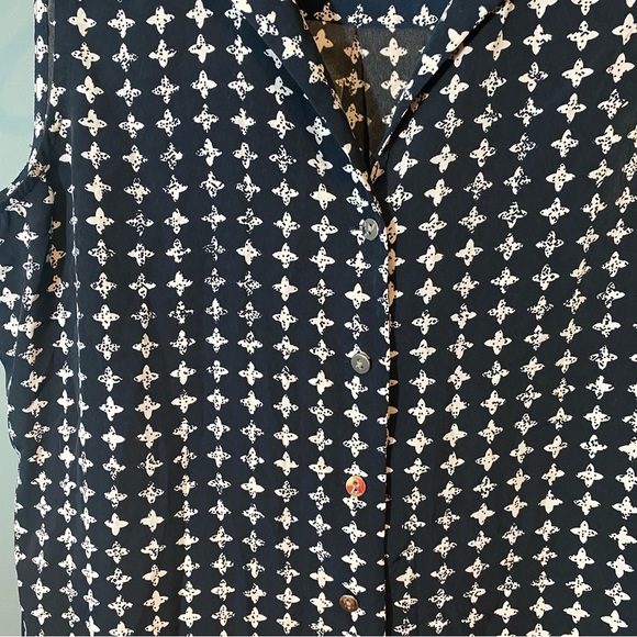 Alfani Blue/White Diamond Printed Button Up Sleeveless Dress - Picture 6 of 6